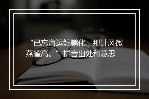 “已忘海运鲲鹏化，那计风微燕雀高。”拼音出处和意思