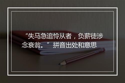 “失马急追怜从者，负薪徒涉念衰翁。”拼音出处和意思