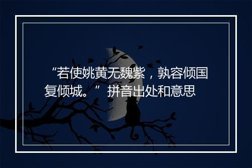 “若使姚黄无魏紫，孰容倾国复倾城。”拼音出处和意思