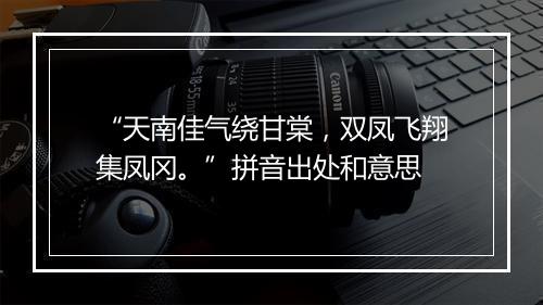 “天南佳气绕甘棠，双凤飞翔集凤冈。”拼音出处和意思