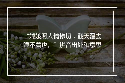 “嫦娥照人情惨切，翻天覆去睡不着也。”拼音出处和意思