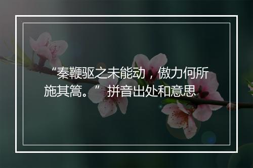 “秦鞭驱之未能动，傲力何所施其篙。”拼音出处和意思