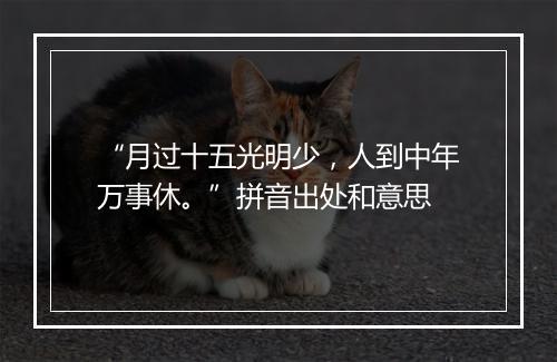 “月过十五光明少，人到中年万事休。”拼音出处和意思