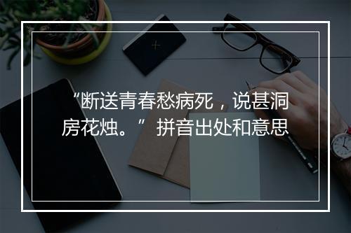 “断送青春愁病死，说甚洞房花烛。”拼音出处和意思