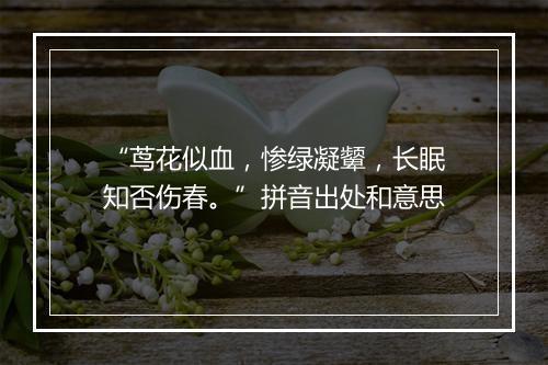 “茑花似血，惨绿凝颦，长眠知否伤春。”拼音出处和意思