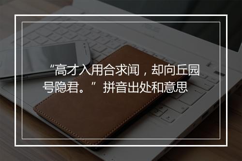 “高才入用合求闻，却向丘园号隐君。”拼音出处和意思