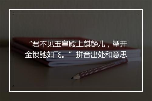 “君不见玉皇殿上麒麟儿，掣开金锁驰如飞。”拼音出处和意思