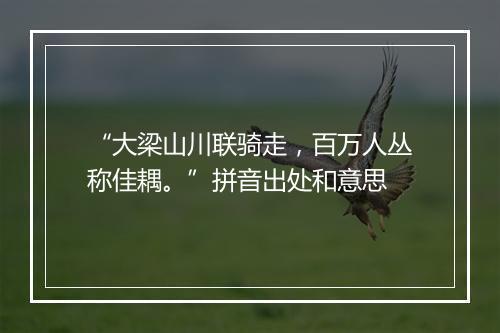 “大梁山川联骑走，百万人丛称佳耦。”拼音出处和意思