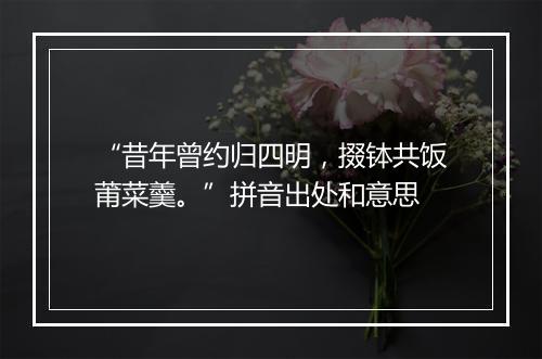 “昔年曾约归四明，掇钵共饭莆菜羹。”拼音出处和意思