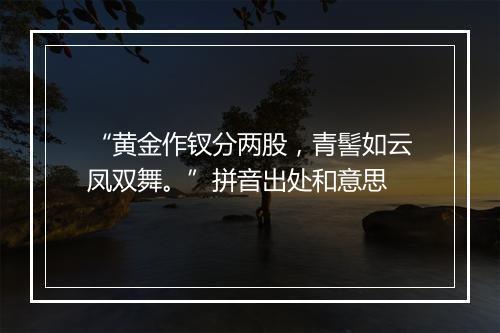 “黄金作钗分两股，青髻如云凤双舞。”拼音出处和意思