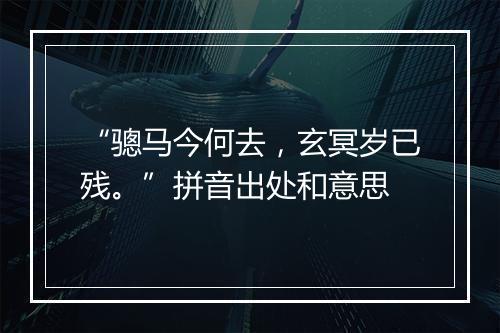 “骢马今何去，玄冥岁已残。”拼音出处和意思