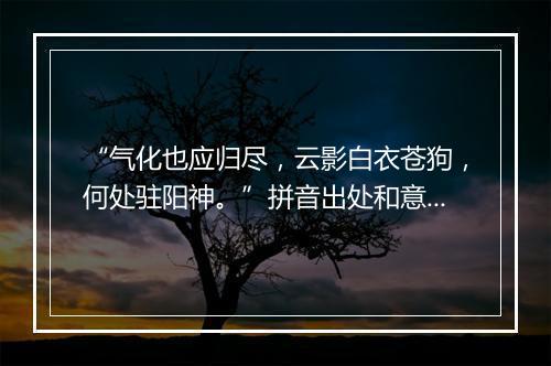 “气化也应归尽，云影白衣苍狗，何处驻阳神。”拼音出处和意思