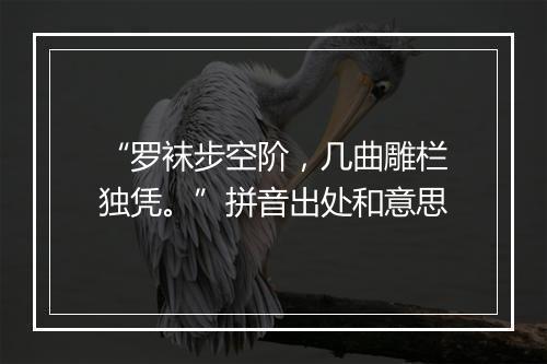 “罗袜步空阶，几曲雕栏独凭。”拼音出处和意思