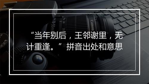 “当年别后，王邻谢里，无计重逢。”拼音出处和意思