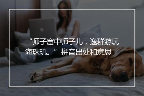 “师子窟中师子儿，逸群游玩海珠玑。”拼音出处和意思