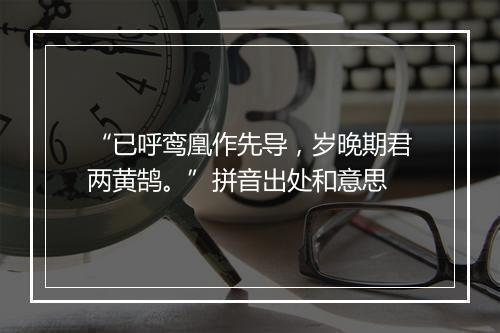 “已呼鸾凰作先导，岁晚期君两黄鹄。”拼音出处和意思