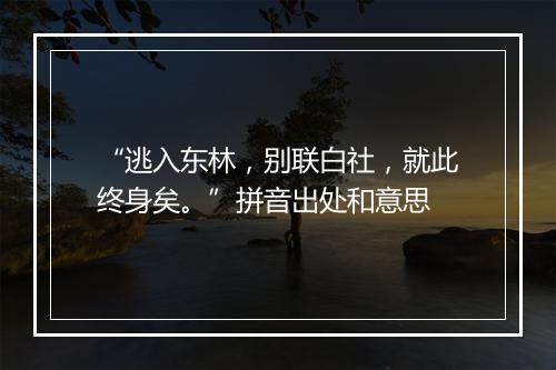 “逃入东林，别联白社，就此终身矣。”拼音出处和意思