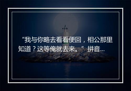 “我与你略去看看便回，相公那里知道？这等俺就去来。”拼音出处和意思