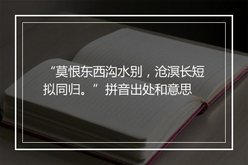 “莫恨东西沟水别，沧溟长短拟同归。”拼音出处和意思