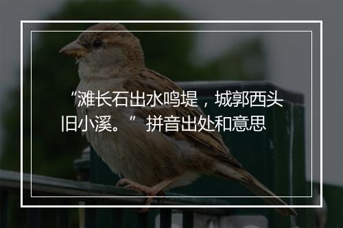 “滩长石出水鸣堤，城郭西头旧小溪。”拼音出处和意思