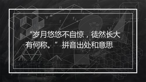 “岁月悠悠不自惊，徒然长大有何称。”拼音出处和意思