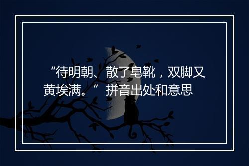 “待明朝、散了皂靴，双脚又黄埃满。”拼音出处和意思