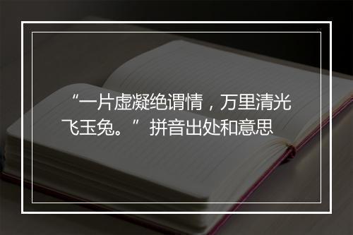 “一片虚凝绝谓情，万里清光飞玉兔。”拼音出处和意思