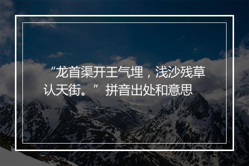 “龙首渠开王气埋，浅沙残草认天街。”拼音出处和意思