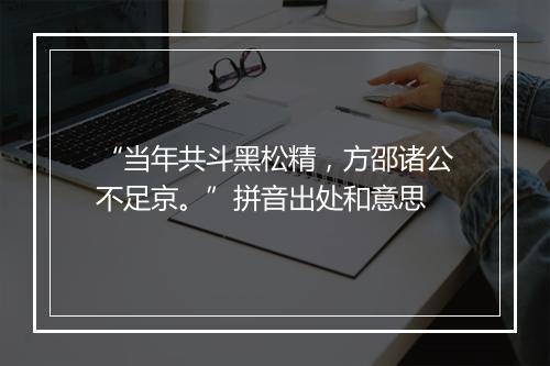 “当年共斗黑松精，方邵诸公不足京。”拼音出处和意思