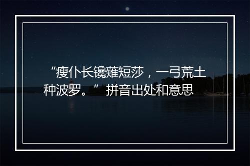 “瘦仆长镵薙短莎，一弓荒土种波罗。”拼音出处和意思