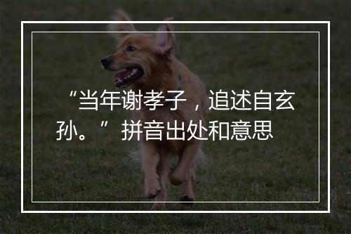 “当年谢孝子，追述自玄孙。”拼音出处和意思