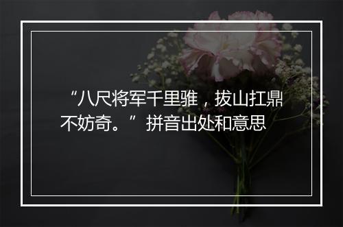 “八尺将军千里骓，拔山扛鼎不妨奇。”拼音出处和意思