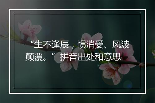 “生不逢辰，惯消受、风波颠覆。”拼音出处和意思