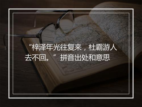 “梓泽年光往复来，杜霸游人去不回。”拼音出处和意思