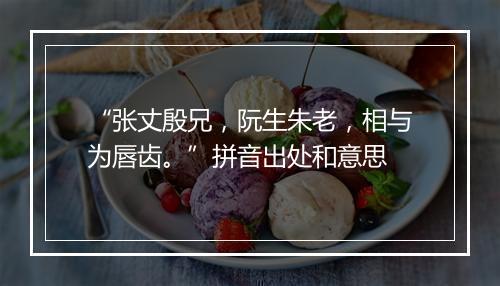 “张丈殷兄，阮生朱老，相与为唇齿。”拼音出处和意思