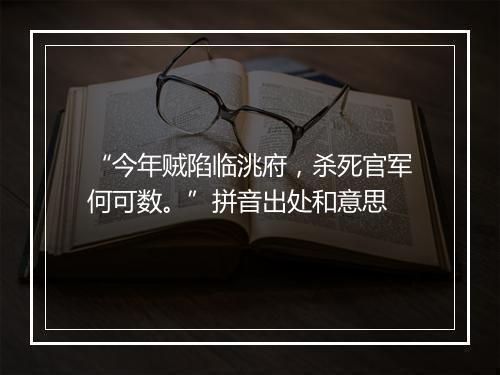 “今年贼陷临洮府，杀死官军何可数。”拼音出处和意思