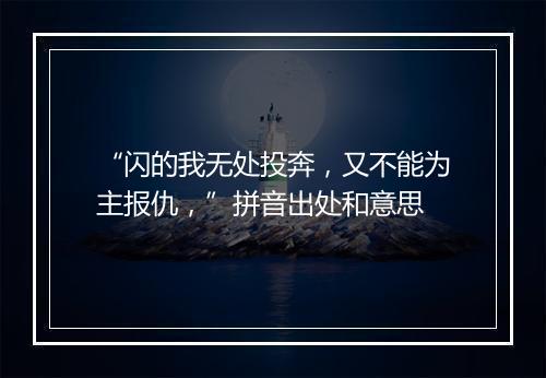 “闪的我无处投奔，又不能为主报仇，”拼音出处和意思