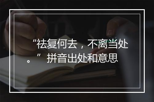 “祛复何去，不离当处。”拼音出处和意思