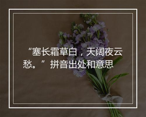 “塞长霜草白，天阔夜云愁。”拼音出处和意思