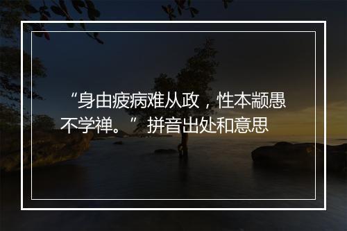 “身由疲病难从政，性本颛愚不学禅。”拼音出处和意思