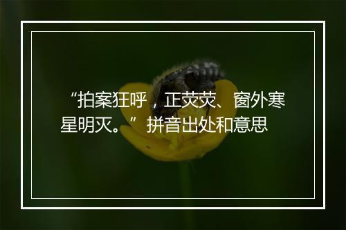 “拍案狂呼，正荧荧、窗外寒星明灭。”拼音出处和意思