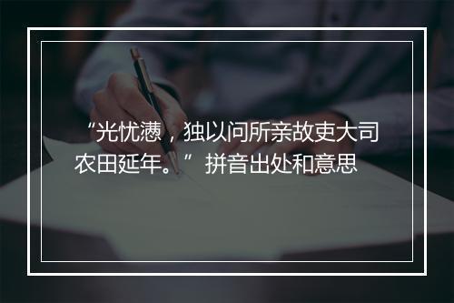 “光忧懑，独以问所亲故吏大司农田延年。”拼音出处和意思