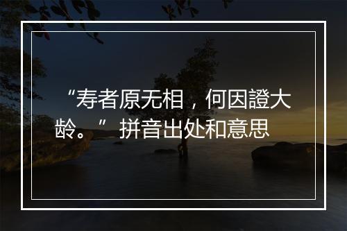 “寿者原无相，何因證大龄。”拼音出处和意思