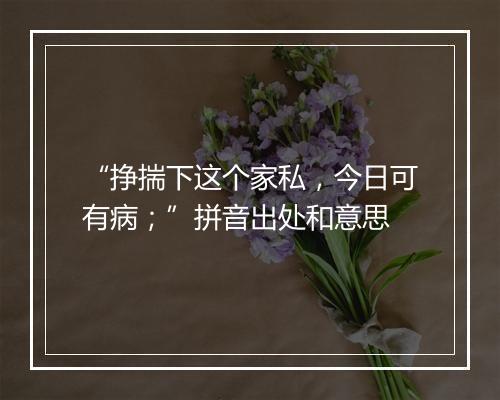 “挣揣下这个家私，今日可有病；”拼音出处和意思