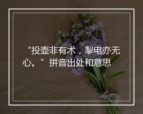 “投壶非有术，掣电亦无心。”拼音出处和意思