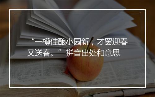 “一樽佳酿小园新，才罢迎春又送春。”拼音出处和意思