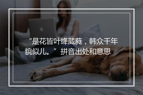 “是花皆叶绛葳蕤，韩众千年貌似儿。”拼音出处和意思