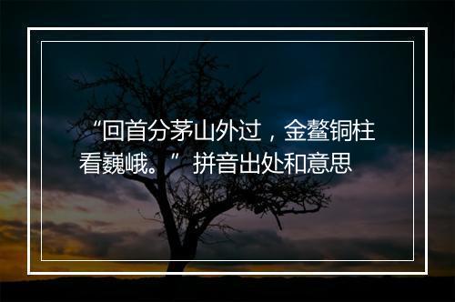 “回首分茅山外过，金鳌铜柱看巍峨。”拼音出处和意思