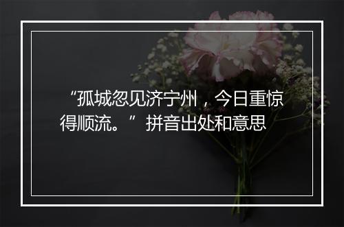 “孤城忽见济宁州，今日重惊得顺流。”拼音出处和意思