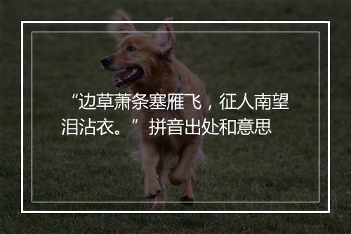 “边草萧条塞雁飞，征人南望泪沾衣。”拼音出处和意思